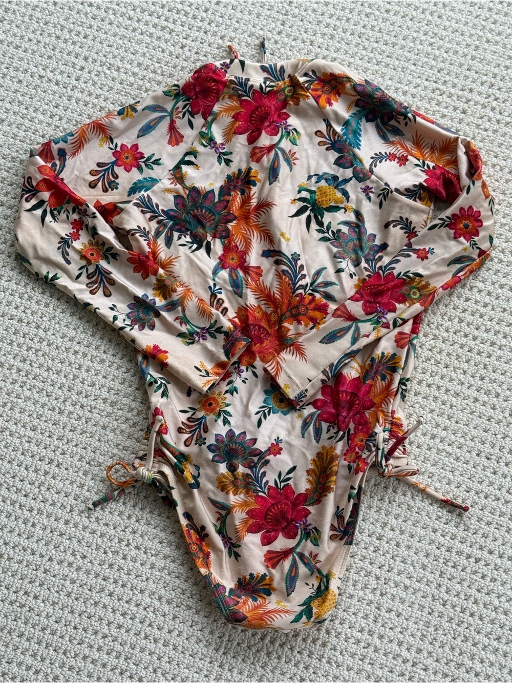 Floral One-Piece Swimsuit - Pink Base with Multicolor Blooms